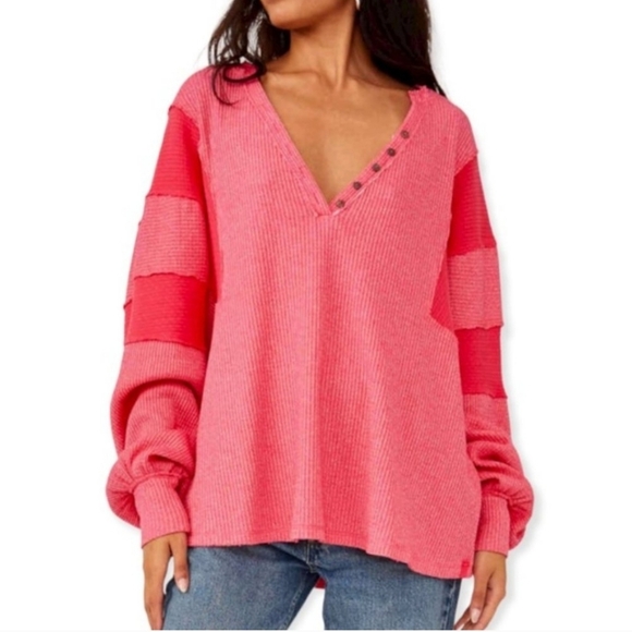 Free People Tops - Free people womens waffle knit oversized henly top size large